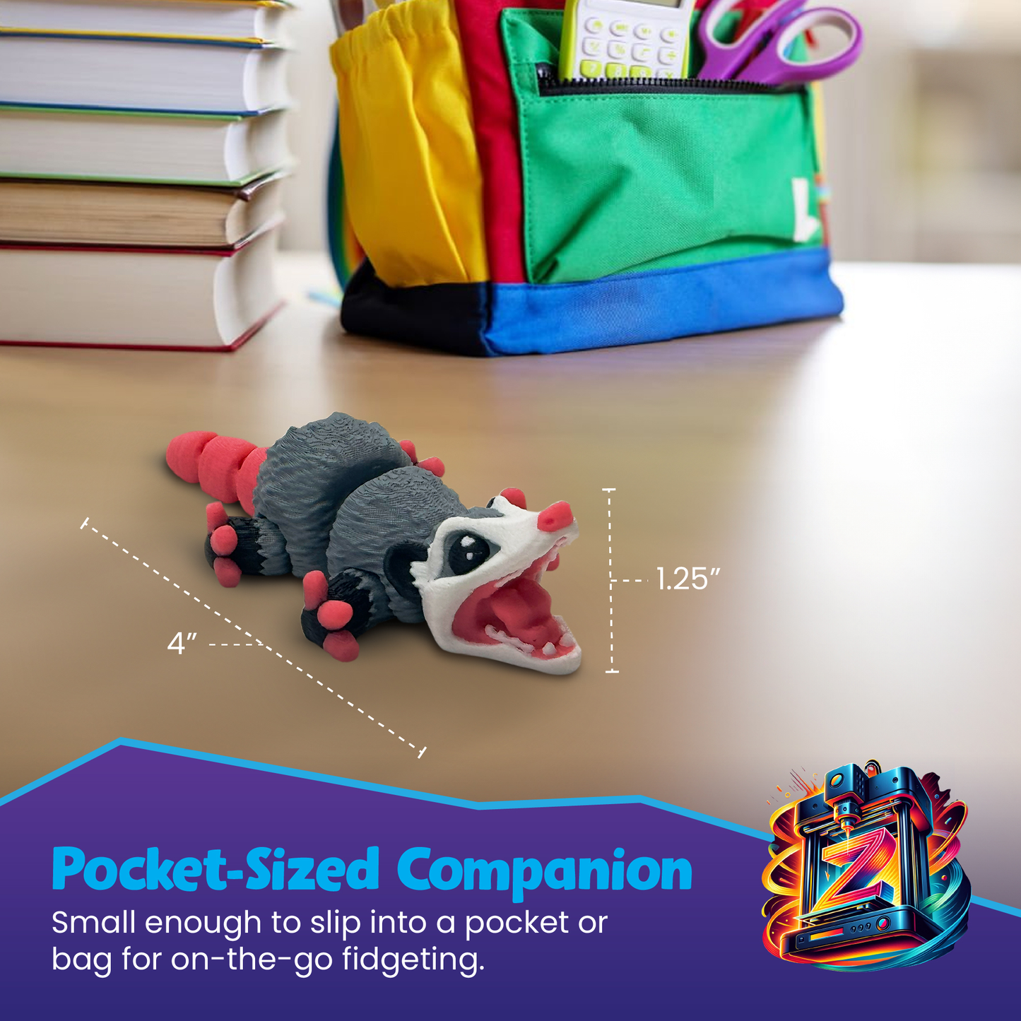 Opossum Articulated 3D Printed Fidget Figurine