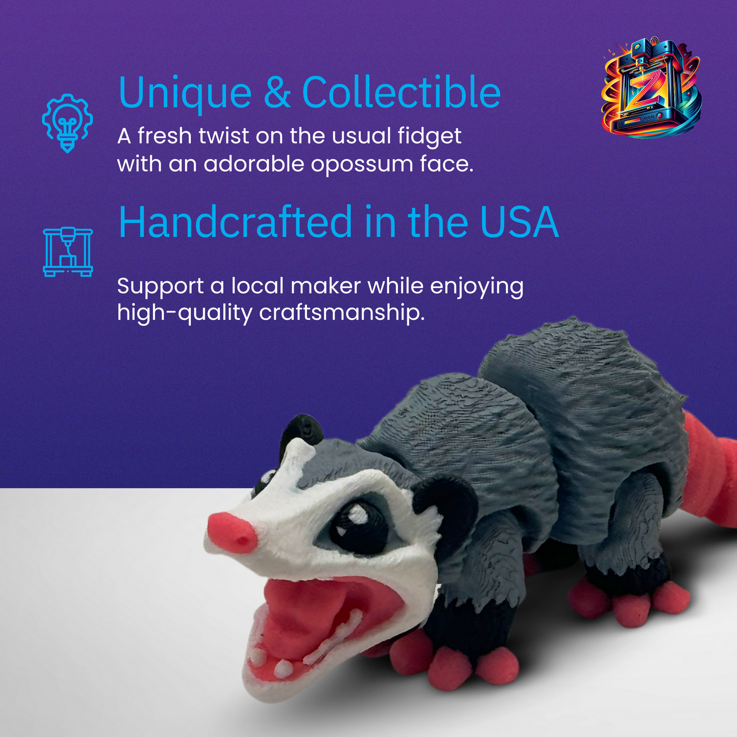 Opossum Articulated 3D Printed Fidget Figurine
