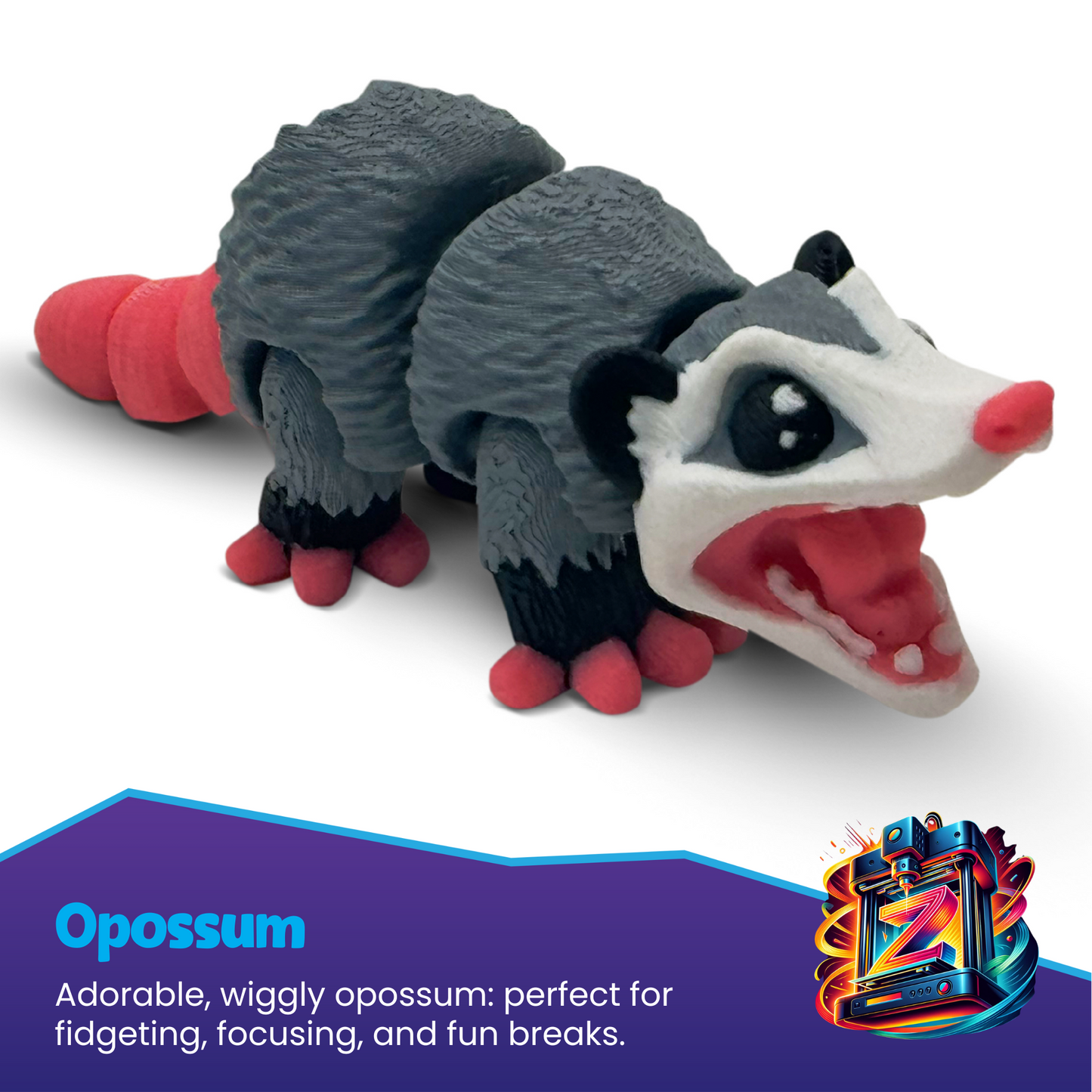 Opossum Articulated 3D Printed Fidget Figurine