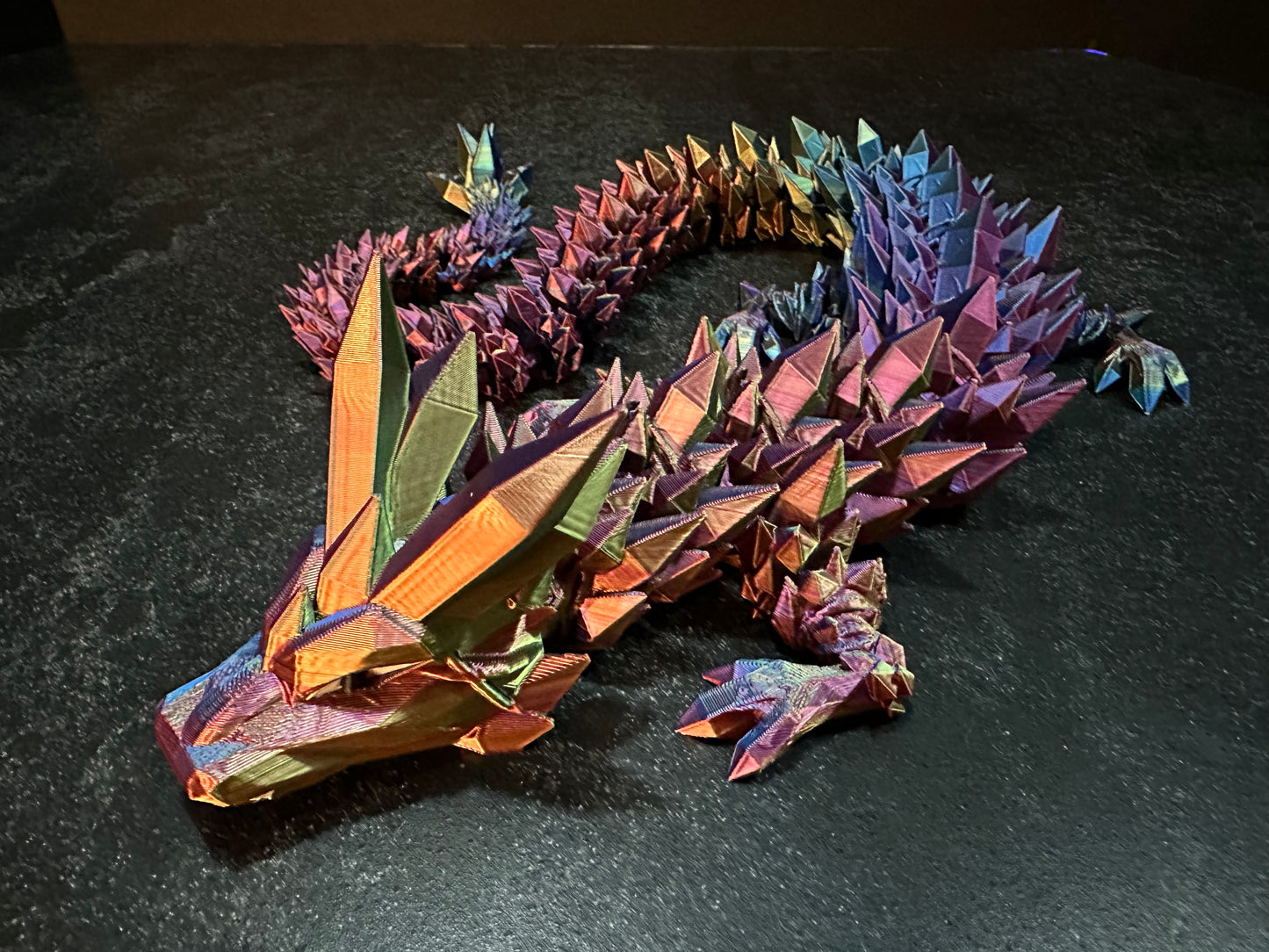 Mystic Crystal 3D-Printed Dragon - Iridescent Home Accent Piece